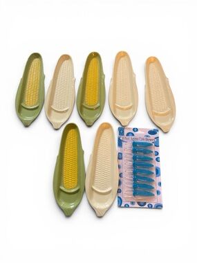 7 Vintage Beacon corn on the cob holders and a pack of Corn Skewers